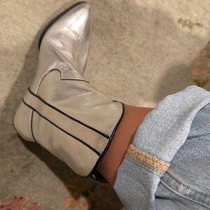 Free People Brand new silver cowboy boots